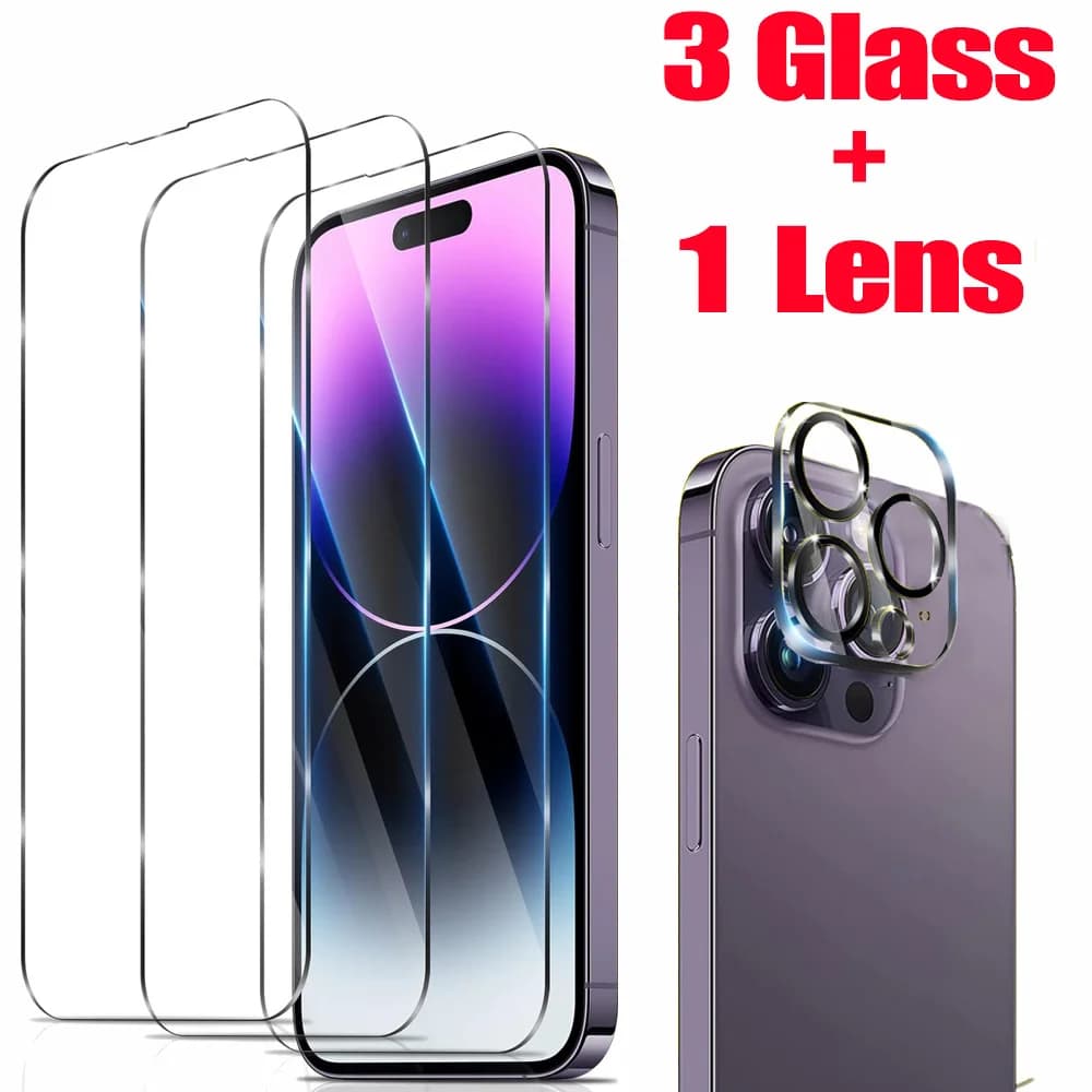 HD Screen Protector for iPhone 16 15 17 14 13 12 11 Pro Max Tempered Glass iPhone15 Pro Camera Target Film iPhone16 Plus 13 Mini Glass