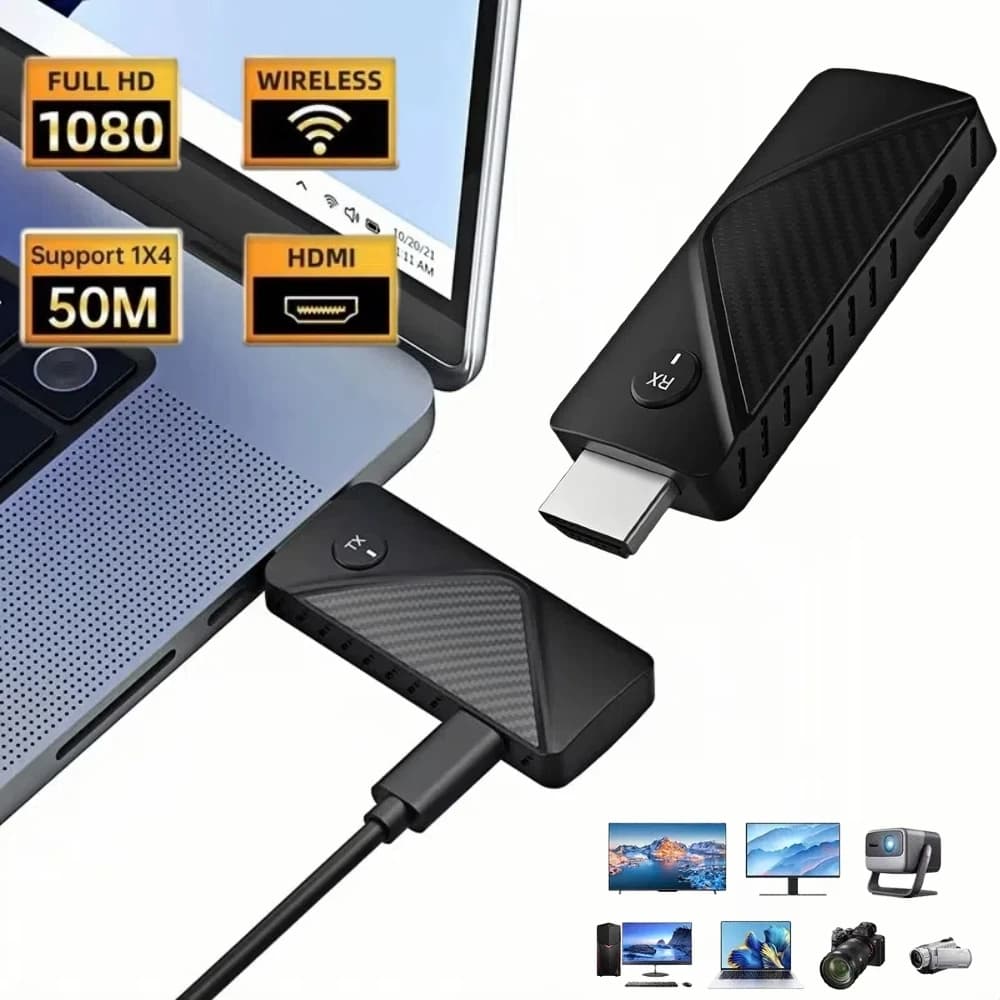 Kit ricevitore trasmettitore video HDMI wireless 50M Adattatore extender HDMI TV Stick Dongle 1080P per proiettore Monitor PC portatili
