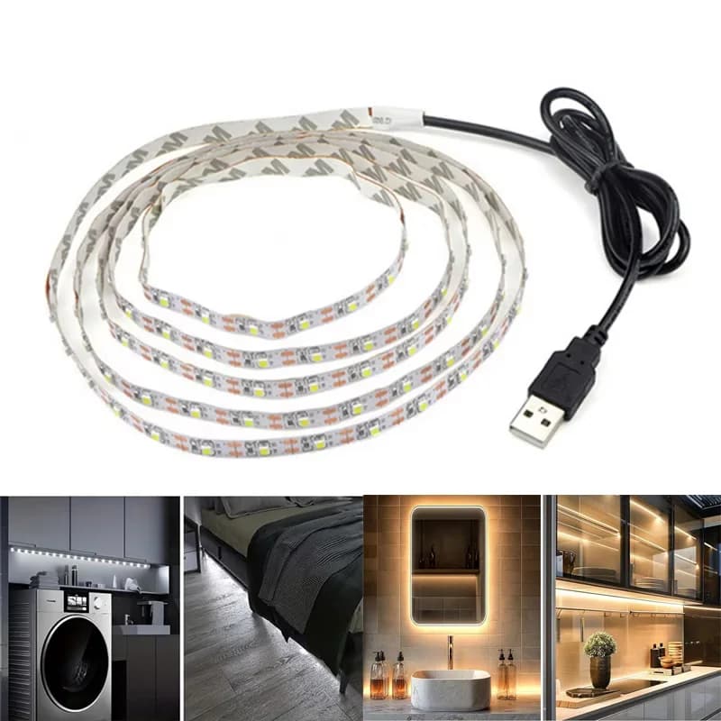 Strisce LED USB DC 5V 2835 Bianche e Bianco Caldo, Illuminazione per Sfondo TV, Nastro Luminoso per Decorazione Casa, Lampada 1-4m, Stringa Luminosa LED