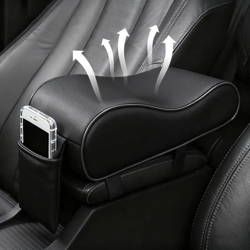 Cuscino per bracciolo per auto Cuscino di protezione per console centrale automatica in pelle Addensare scatola di immagazzinaggio per braccioli automatici in memory foam con tasca