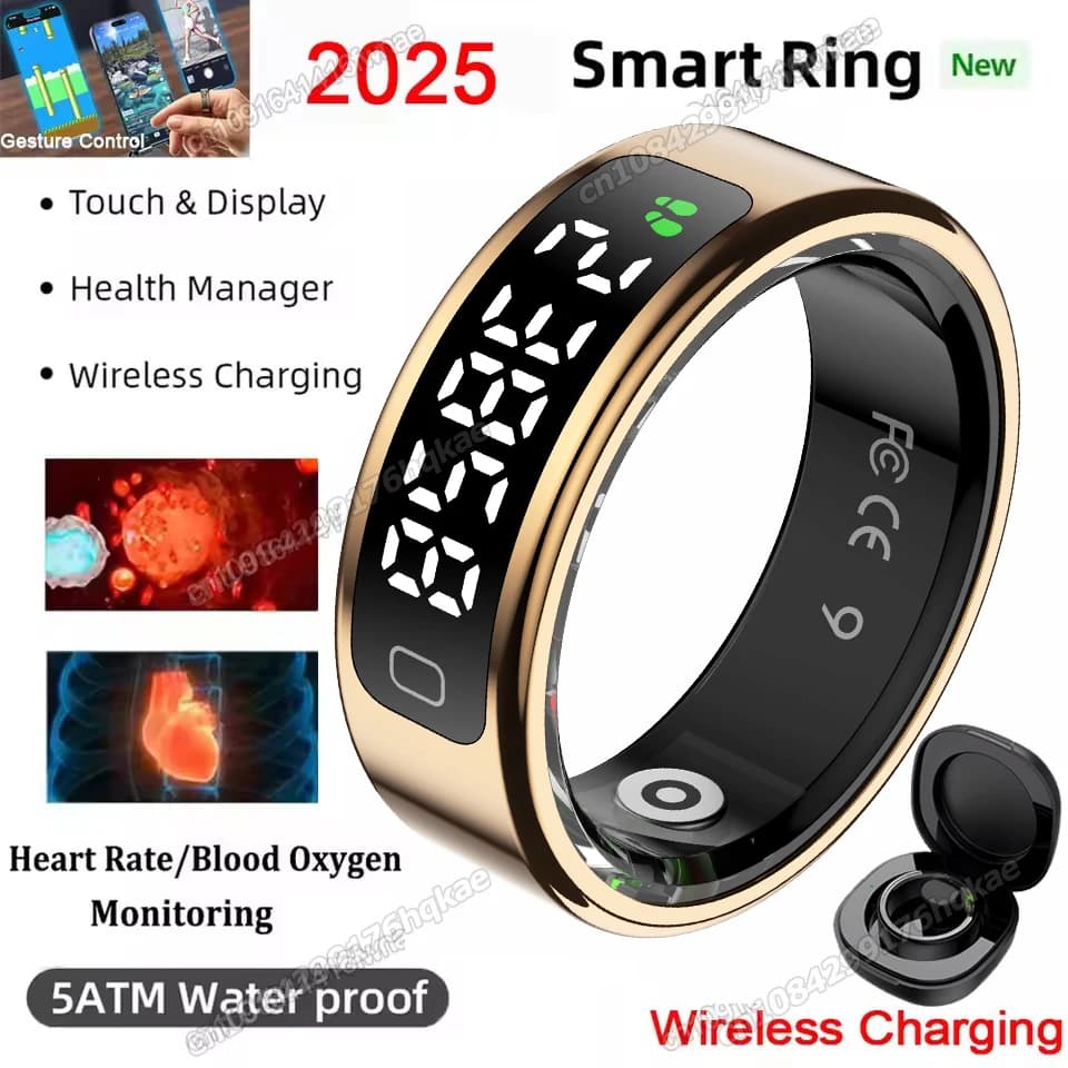 2026 New GPS Video Control Movement Smart Ring LED Display Cardiac and Oxygen Frequency In Blood Smartring IP68 and 5ATM Waterproof Sport Smartring