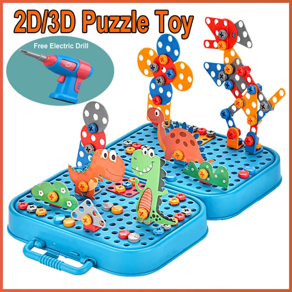 450 pezzi Set di trapano STEM per bambini Puzzle creativo Mosaico Blocchi da costruzione Kit educativo di ingegneria con cacciavite per ragazzi e ragazze