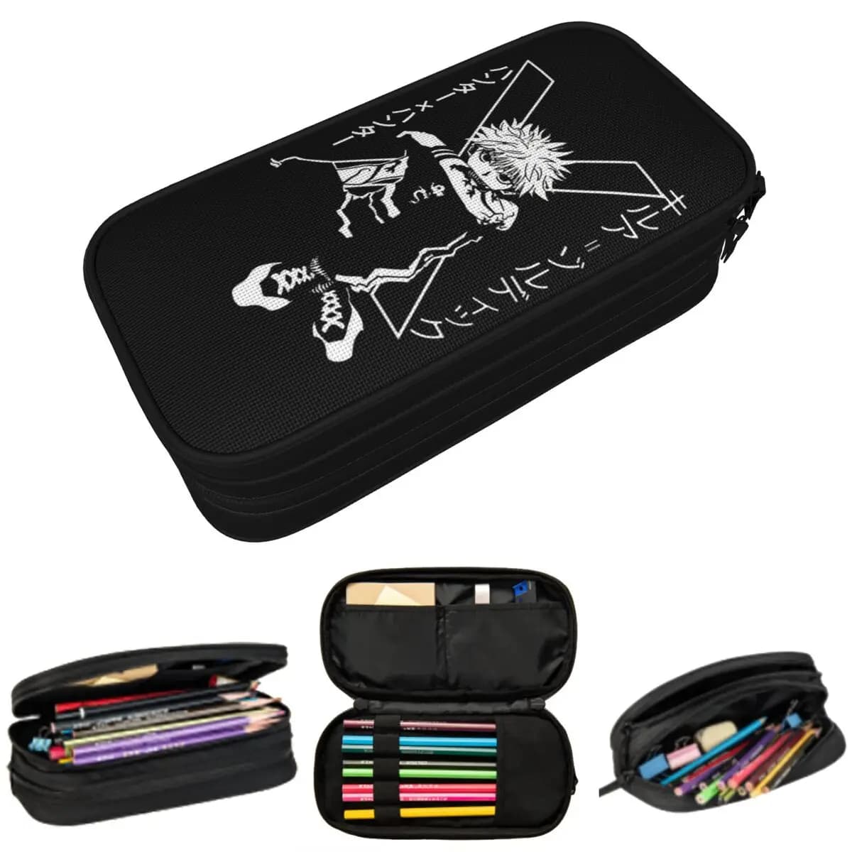 Killua Zoldyck Anime HXH Hunter X Hunter Pencil Case for Boy Girl School Pen Box Pencil Bag Stationery Supplies Pen Holder Bag