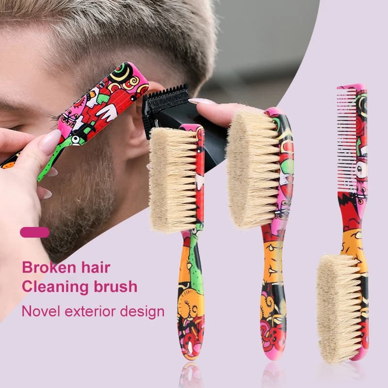 Spazzola per barba professionale 2 in 1 Baffi Pulizia del salone Strumenti per tagliare i capelli Forma di testa a olio Intaglio Rasatura Pettine a doppia faccia