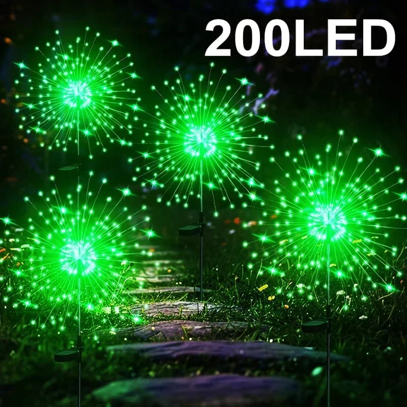 Luci solari da giardino Luci decorative natalizie a LED per fuochi d'artificio impermeabili per cortile esterno, patio, prato