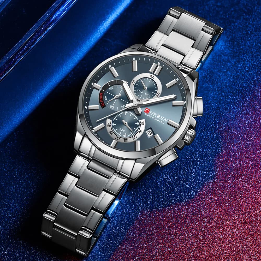 CURREN NEW Men's Quartz Watch Multifunction Wrist Watch with casual style stainless steel strap with waterproof automatic date 8475