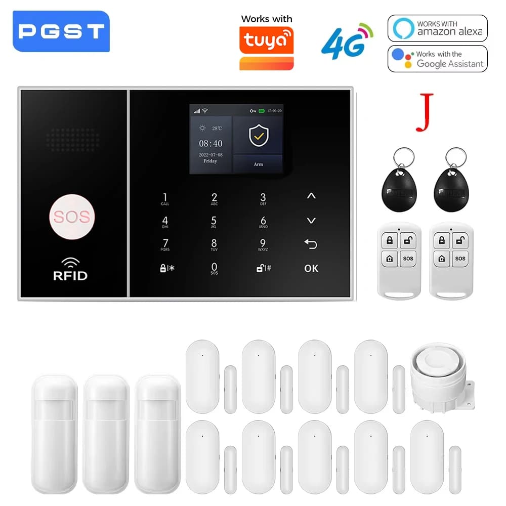 GauTone 3G 4G GSM sistema di allarme di sicurezza WIFI per la casa e le imprese controllo APP Tuya Smart Life multilingue funziona con Alexa