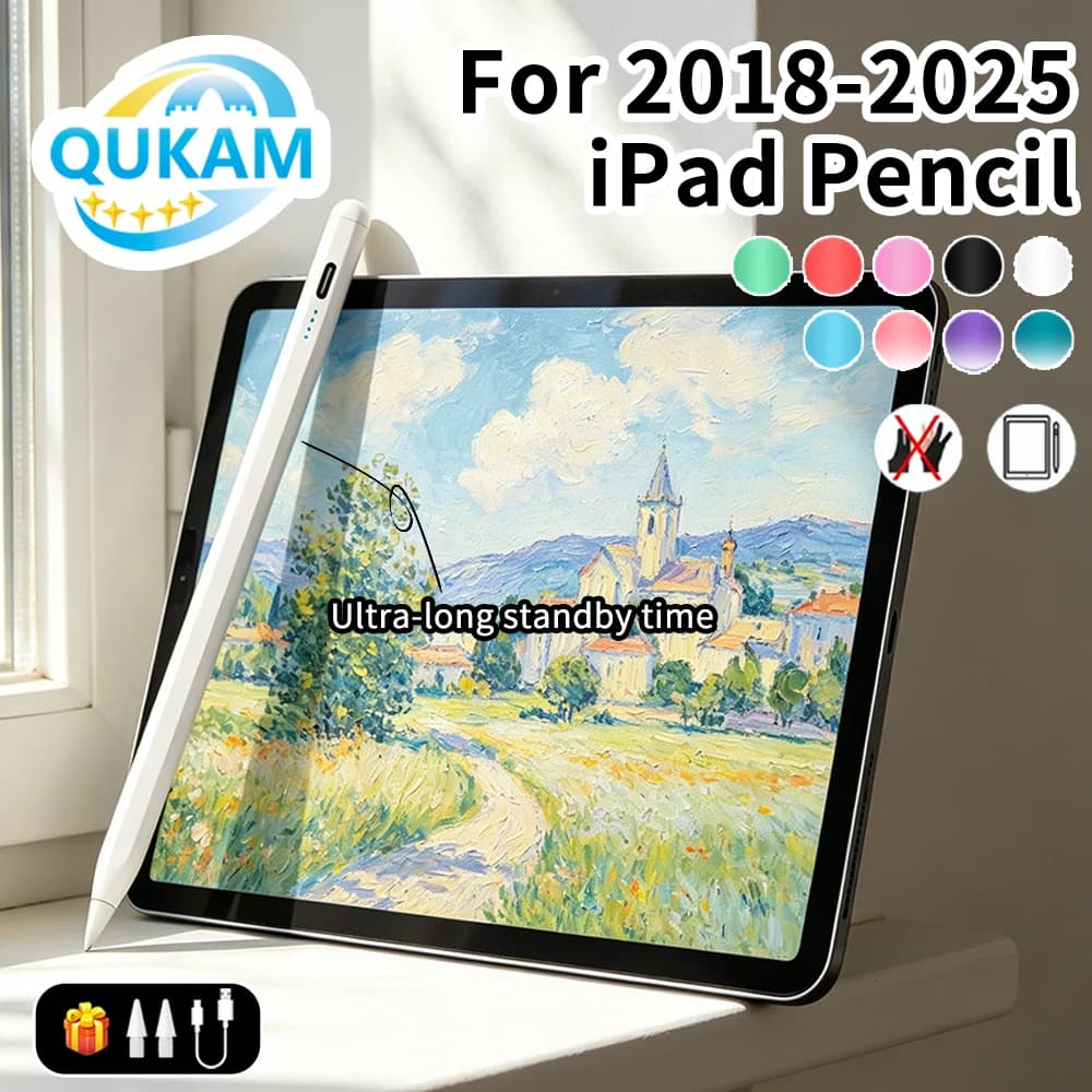 Penna Stilo per Apple iPad, Accessori per iPad Pencil 2025 A16 10a 11a Gen Pro Air Mini, con Rilevamento del Palmo e Indicatore di Carica