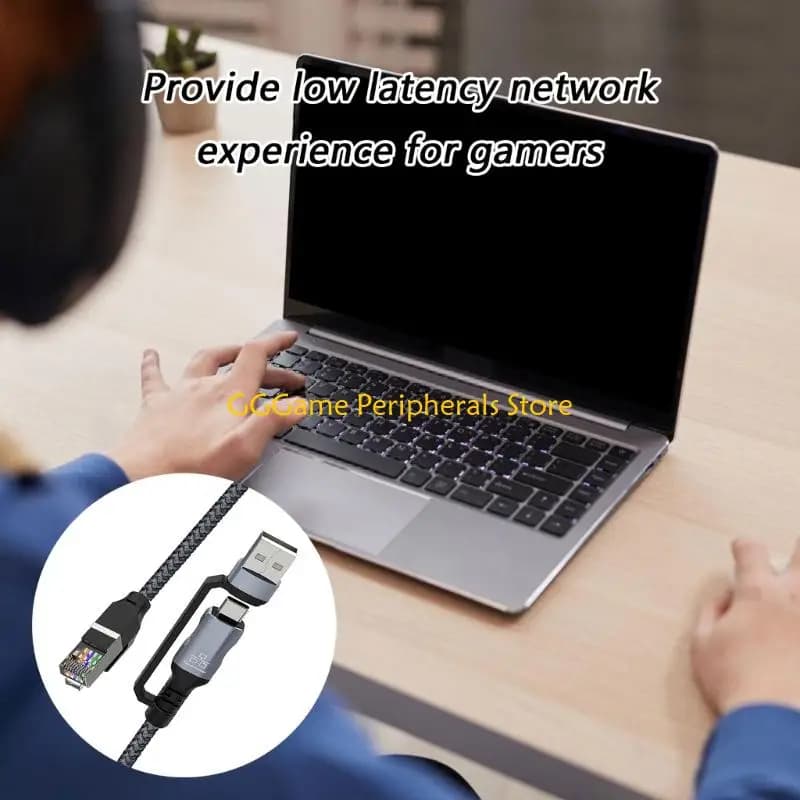 U55B 1.8M Braided USB Type C RJ45 Networking Cable Fast Ethernet Adapter Cord Wire For Computer Tablet And Mobile Use