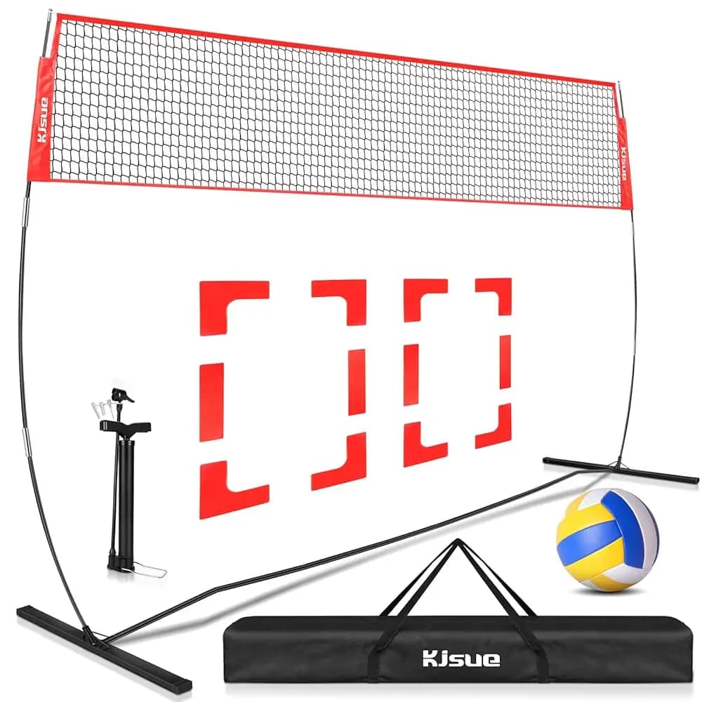 Set di Rete da Pallavolo Autoportante per Giardino - Rete da Pallavolo Portatile da 12 Piedi per Allenamento all'Aperto con Pallone Morbido