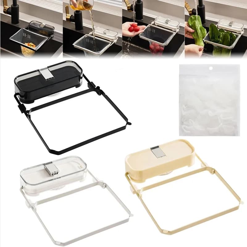 1 pz filtro lavello a ventosa, cremagliera di drenaggio con rete di montaggio per filtrare i rifiuti della cucina, cestello filtro lavello angolare triangolare