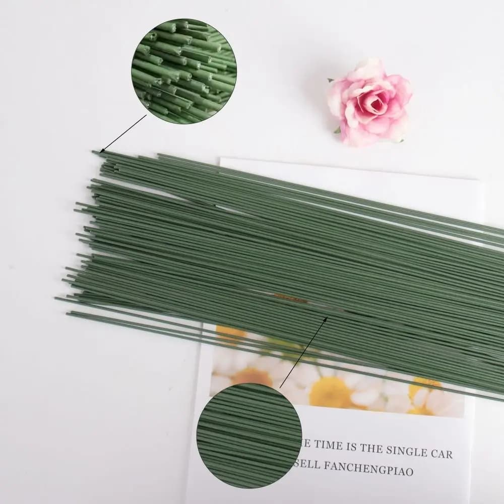 100 pcs 2mm artificial flower stem cover plastic flower pot green flower stem core metal plant artificial stick