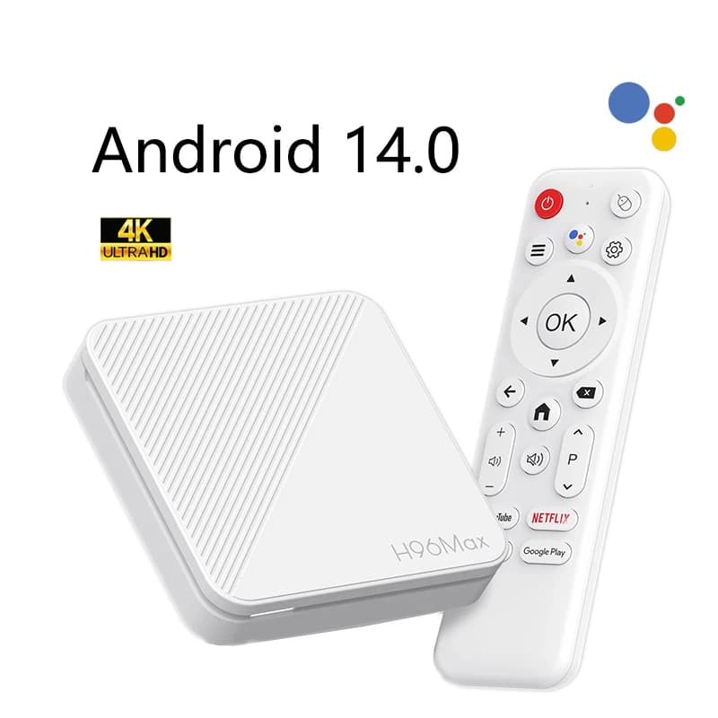 H96 MAX H313 Smart TV Box Android 14 2.4G 5G Wifi6 4K Quad Core Assistente vocale Lettore multimediale 2GB 8GB 16GB Set Top Box Android