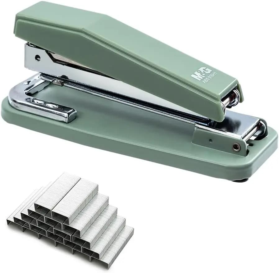 Cucitrice a braccio oscillante con capacità di 50 fogli, 180 ° Rotazione, include 1000 graffette per ufficio, scuola, casa (verde)