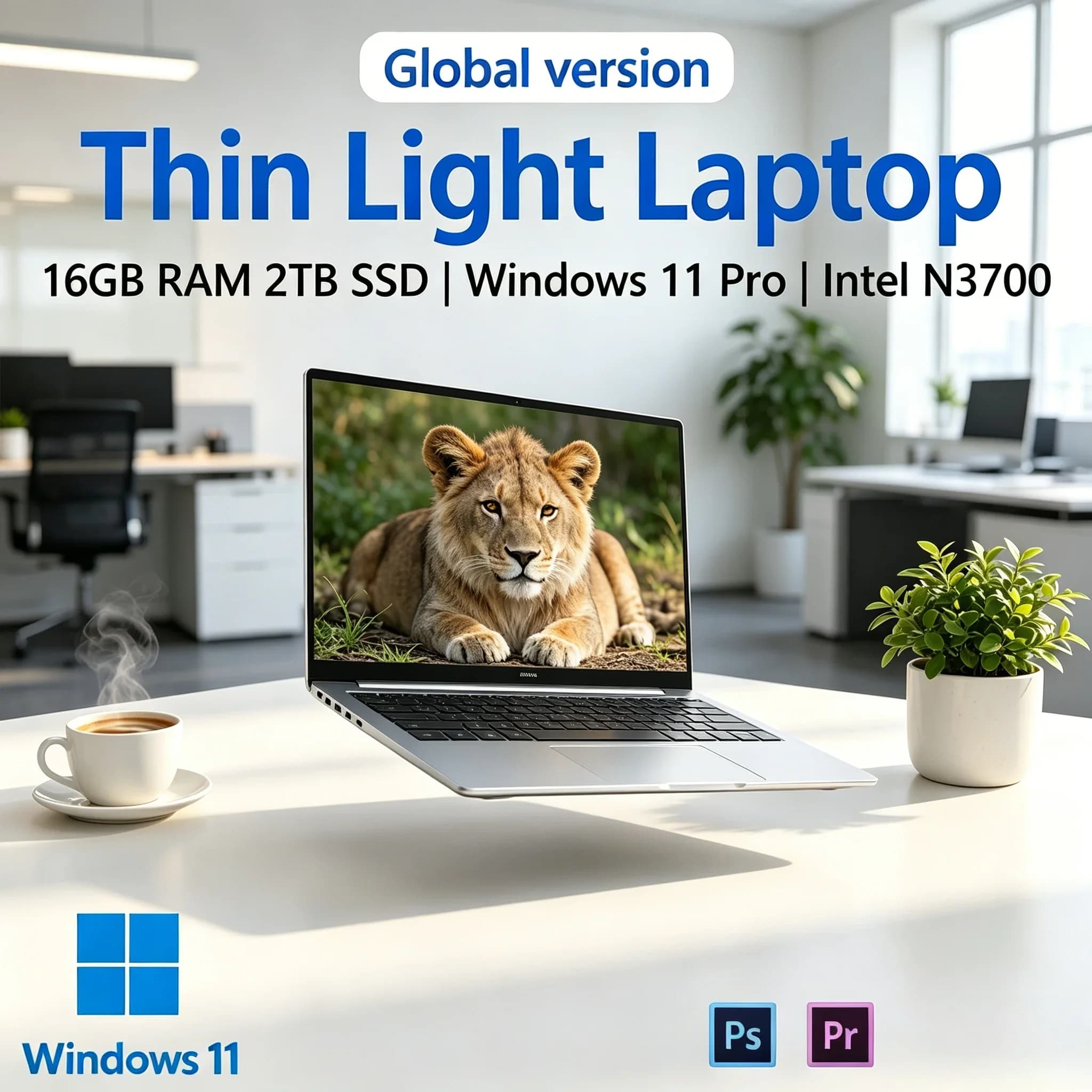 Nuovo Arrivo: Laptop Compatto con Display HD 1920*1080, Intel N3700, 16GB+2TB SSD, Notebook per Intrattenimento Domestico