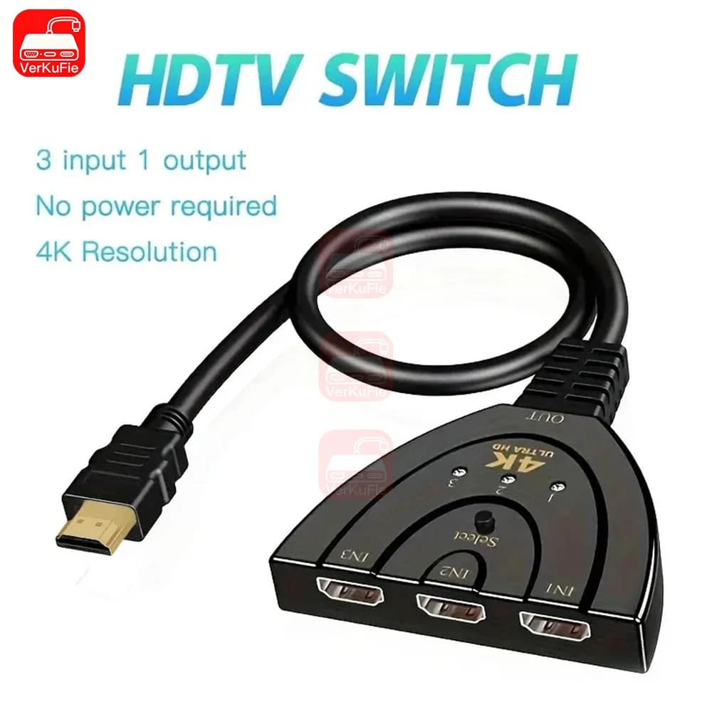 3 Port 4K2K HDMI Switcher 3In1 Out Video Splitter Support 3D Definition Signal For Hub Adapter Xbox PS4 DVD PC Laptop TV