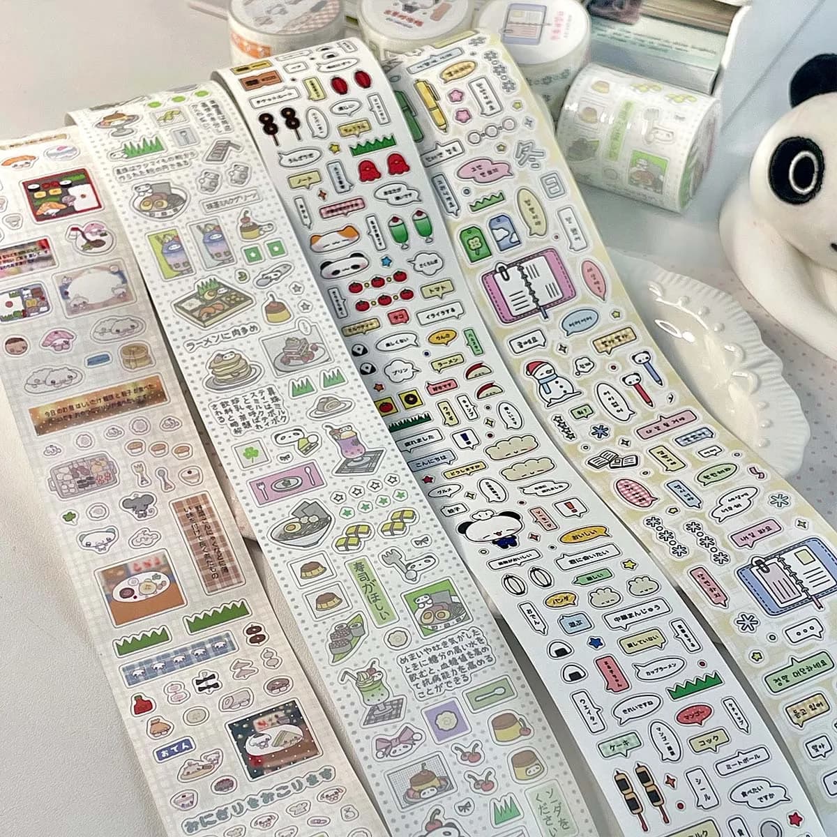 Nastri adesivi per doodle carini Nastro adesivo Washi fustellato Adesivi per timbri di dialogo Kawaii Deco Scrapbook Journal Decor Supplies