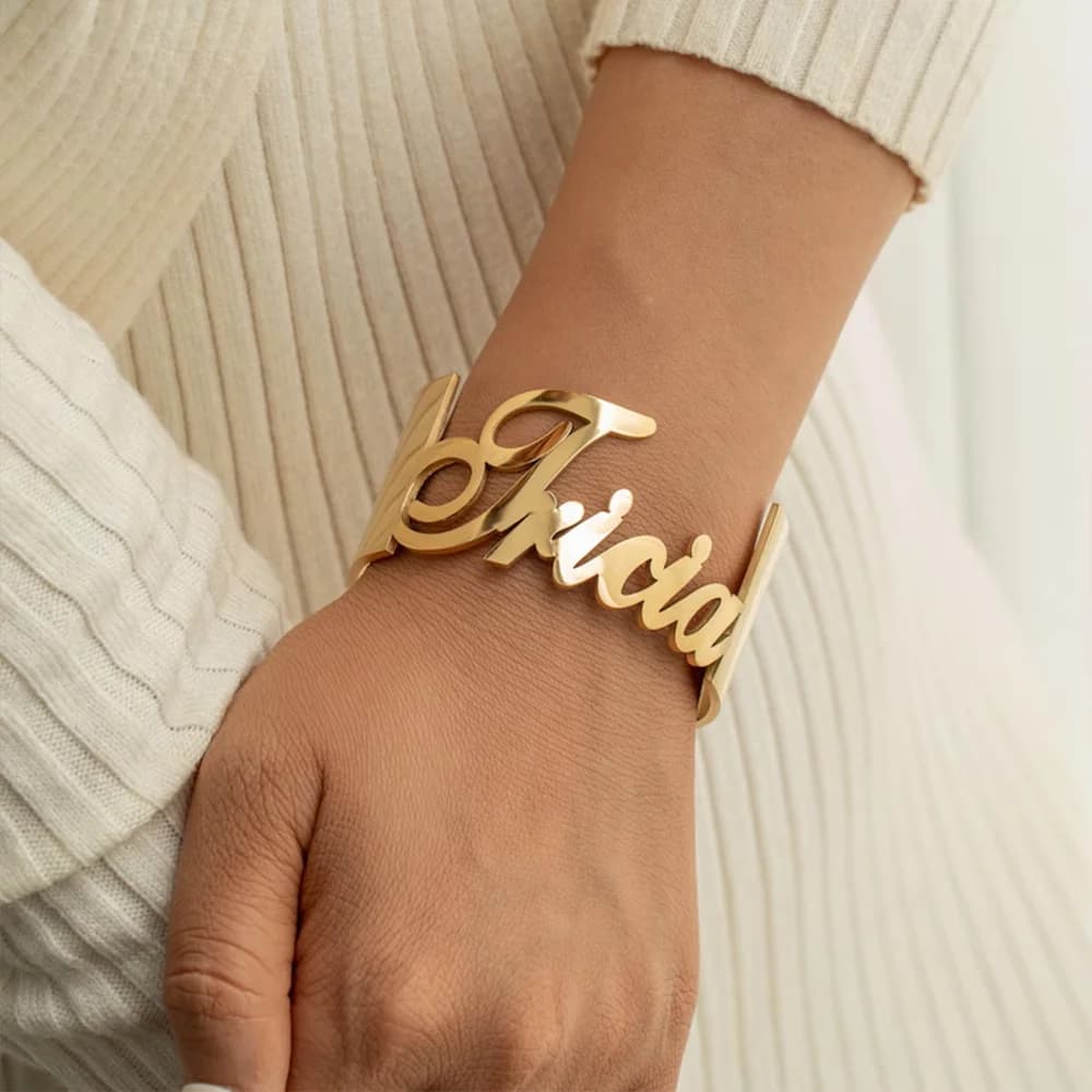 Bracciale con nome personalizzato per donna Bracciale punk regolabile personalizzato in acciaio inossidabile Bracciale rigido da donna Gioielli Regalo fidanzata