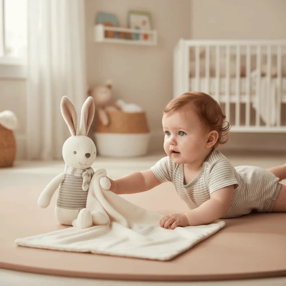Copertina per Neonati a Forma di Coniglio Quadrato, Elegante Decorazione con Fiocco, Simpatico Ricamo, Asciugamano per la Saliva del Neonato, Materiale in Peluche, Coniglietto Imbottito