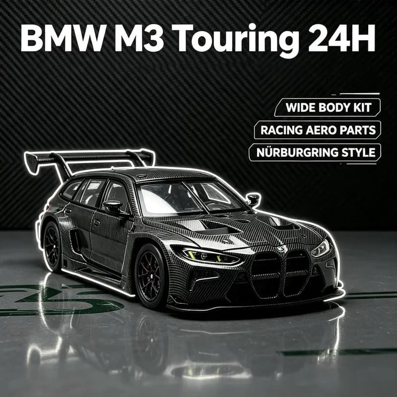 JiCar 1/64 BMW M3 touring 24H Black Carbon Fiber Diecast Car Model Alloy Simulation Collection Toy Gift For Boys#peetyeee