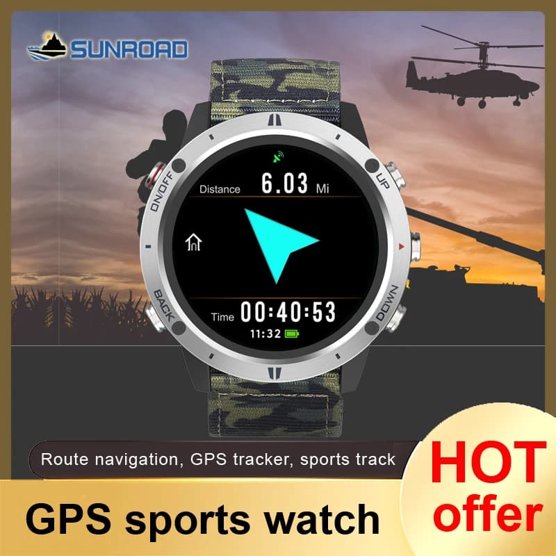 Sunroad New Miltary GPS Men's Sports Watch Digital Fitness Tracker Electronic Waterproof Wrist Watch Reloj Hombre
