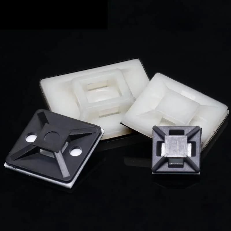 50 supporti per base per cavo con morsetto tipo HS nero bianco, basi per supporti per fascette per cavi autoadesive per rilegatura di cavi