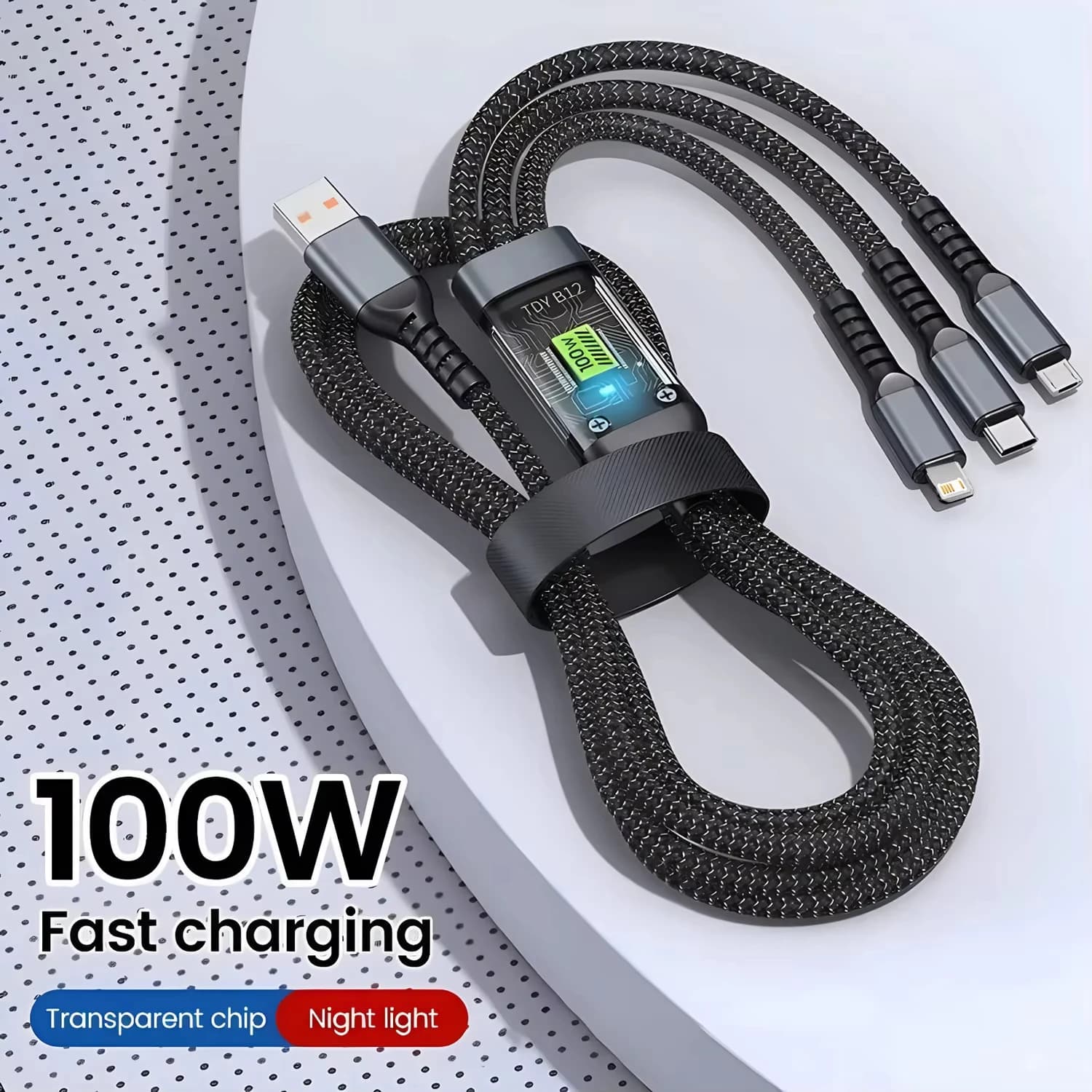 USB 3 in 1 Quick Charger Cable 100 W 6A Micro USB LIGHTNING Cable for iPhone 16 15 14 13 Samsung Xiaomi Huawei
