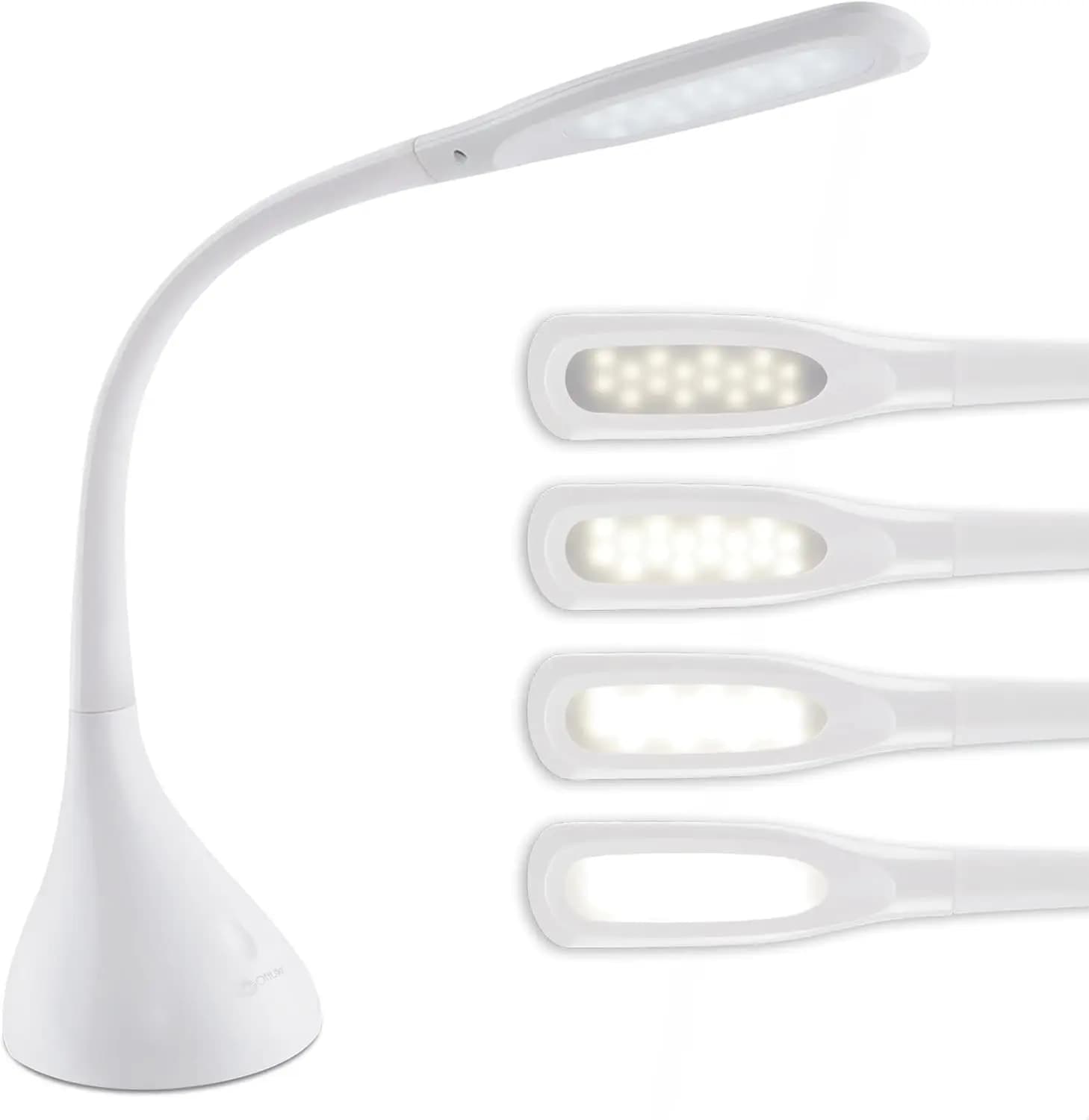 Lampada da Scrivania LED con Collo Regolabile, 4 Livelli di Luminosità Dimmerabili, Luce Naturale per Casa, Ufficio e Scrivania del Computer