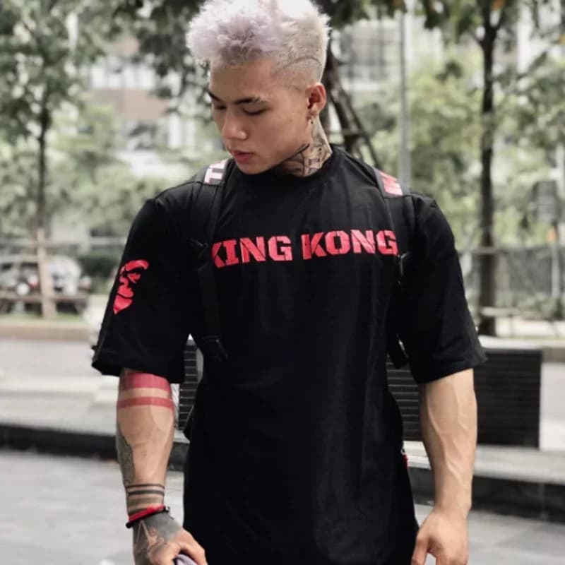 abbigliamento sportivo casual da uomo sportivo T-shirt a maniche corte da uomo estate top in cotone allentato T-shirt da allenamento per corsa in palestra all'aperto di grandi dimensioni