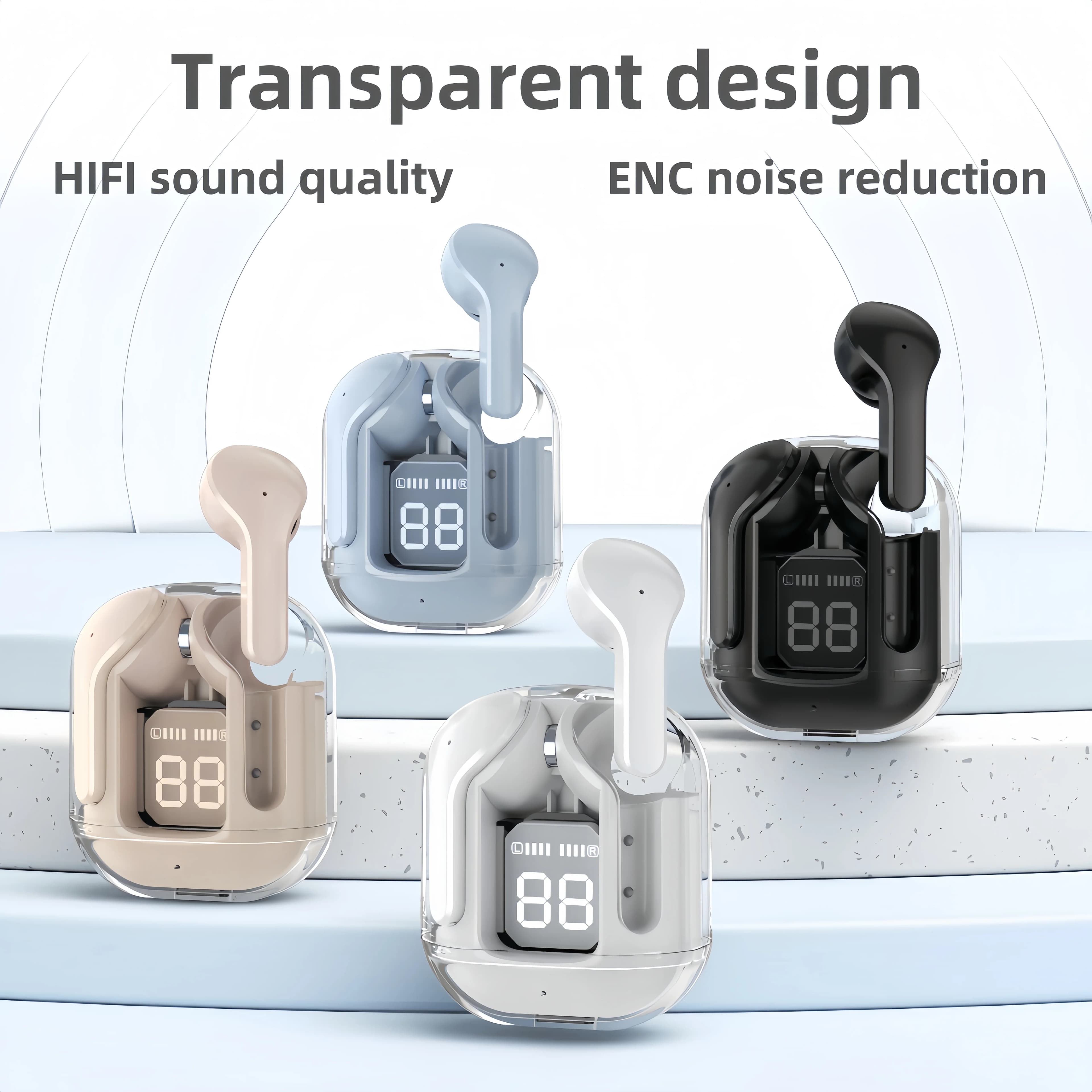 TWS In-ear Wireless Earbuds in a Transparent Design Are Feature Stereo Sound for Both Ears, a Beautiful Transparent Body