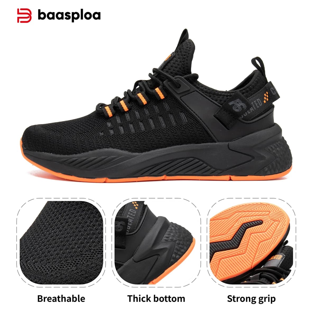 Baasploa Men's Running Shoes Fashionable Training Shoes Sneakers Lightweight and Breathable Walking Shoes for tennis non-slip runway