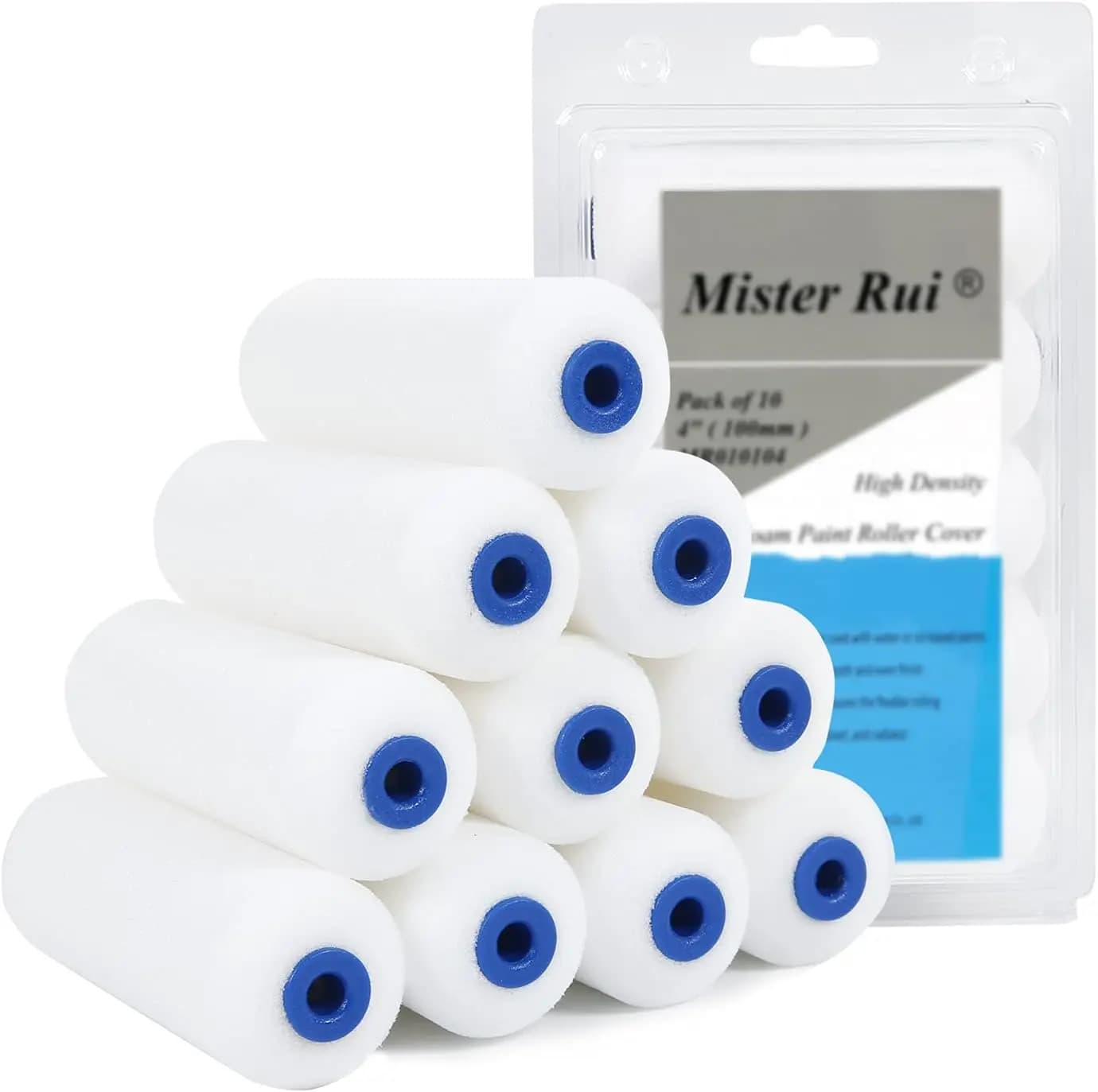 Rullo per pittura in schiuma da 4 pollici con 10 rivestimenti per una pittura uniforme su pareti, mobili e porte