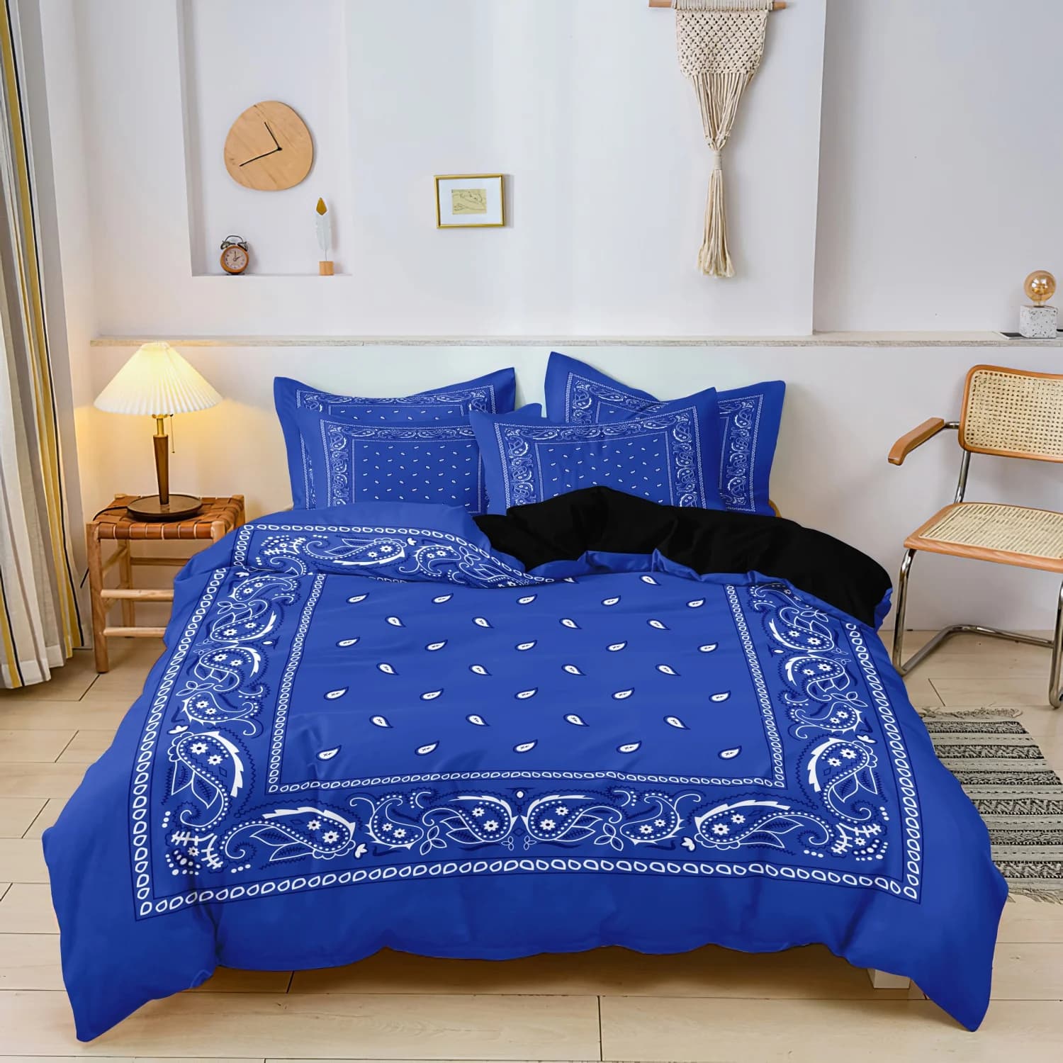 Set copripiumino Queen da 3 pezzi, set copripiumino rosso Bohemia, copripiumino elegante Paisley, biancheria da letto in stile retrò per camera da letto