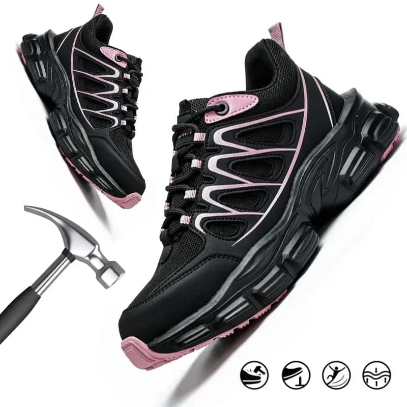 Taglia 35-42 Scarpe antinfortunistiche da lavoro da donna con punta in acciaio, scarpe da ginnastica da donna Stivali da lavoro antinfortunistici impermeabili a prova di smash