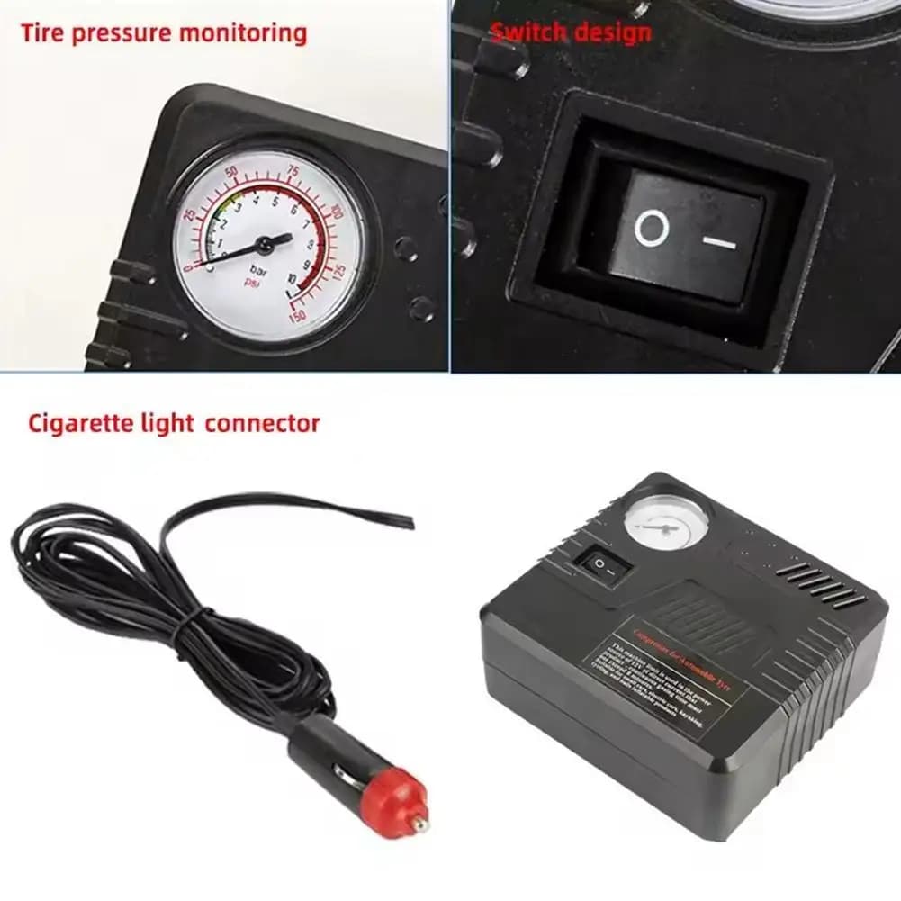 DC 12V Auto Di Emergenza Auto Pompa di Aria Gonfiatore Dei Pneumatici Strumento Manometro Elettrico Gonfiatore Dei Pneumatici Per Auto Moto Pompa di Aria Dei Pneumatici