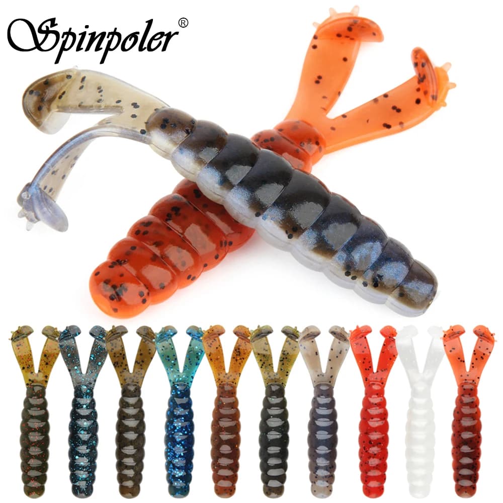 Spinpoler The biggest bait for bass - Diver Twin Tail Grub 10X Material TPR fluctuating soft and durable 10 pieces long fishing bait with box
