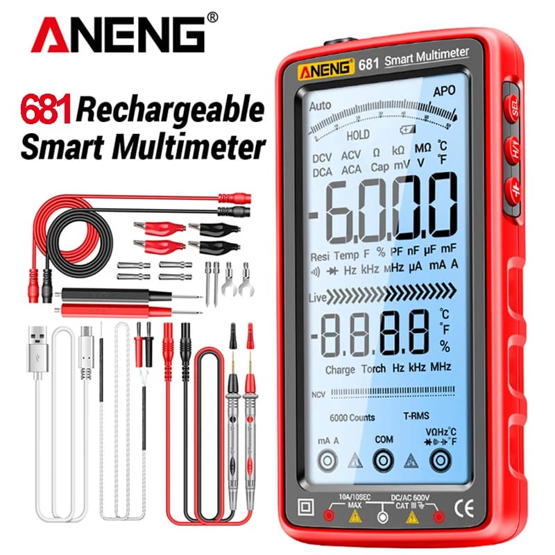 ANENG 681 AC/DC Contactless Voltage Tester Professional Rechargeable Digital Multimeter Voltage Meter LCD Screen Power Tester