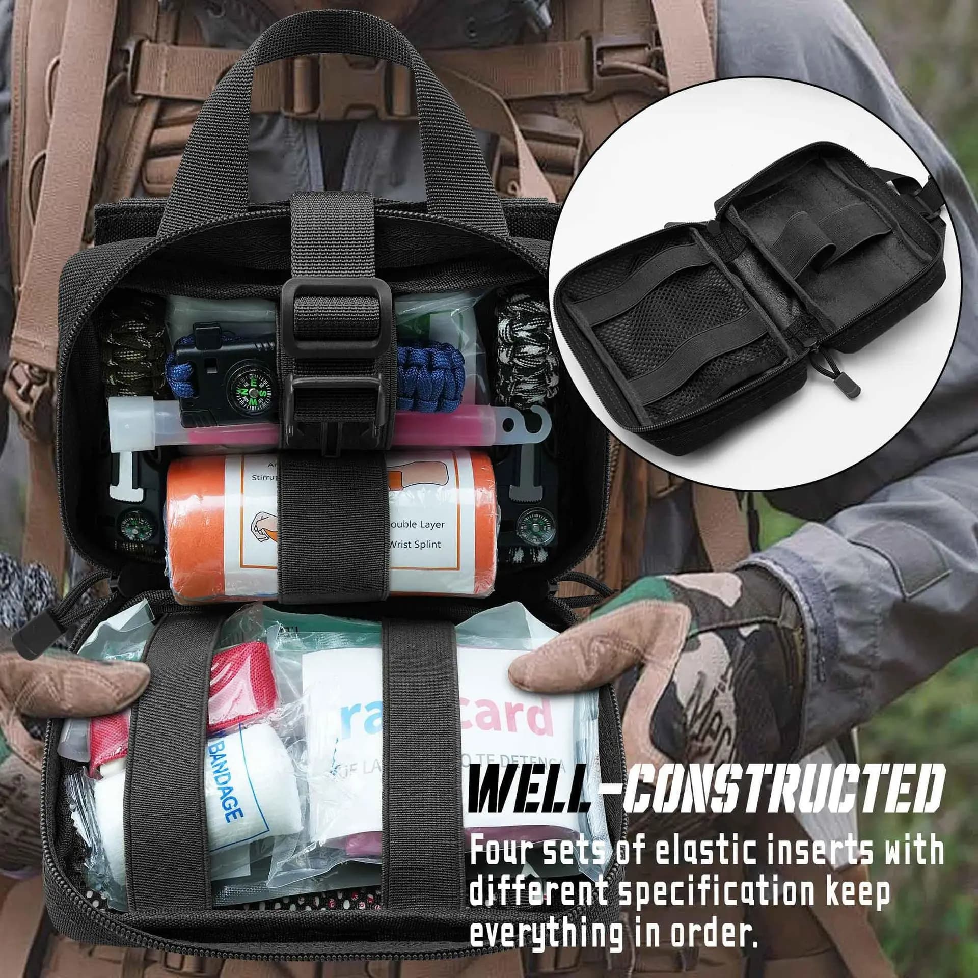 Kit di pronto soccorso di sopravvivenza Custodia tattica EMT Rip Away Molle Borse mediche Borsa di sopravvivenza di emergenza IFAK per viaggi Escursionismo all'aperto