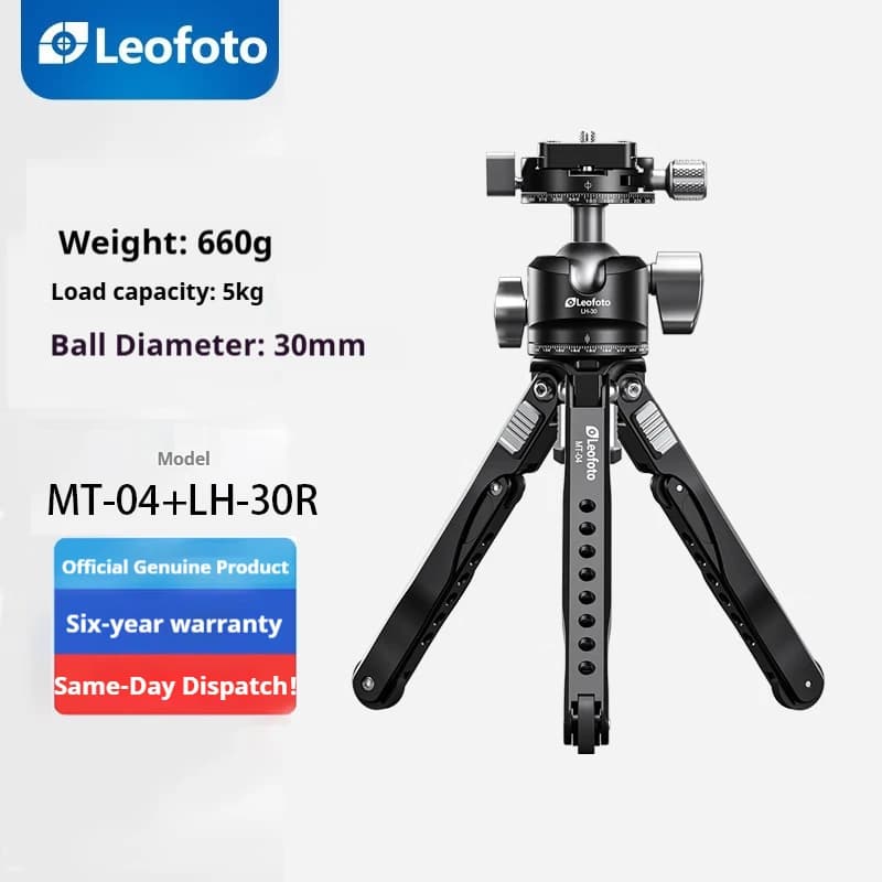 Leofoto MT-04+LH-30R Spider Treppiede DSLR e Smartphone Supporto selfie Vlogging e supporto fotografico da viaggio Portatile