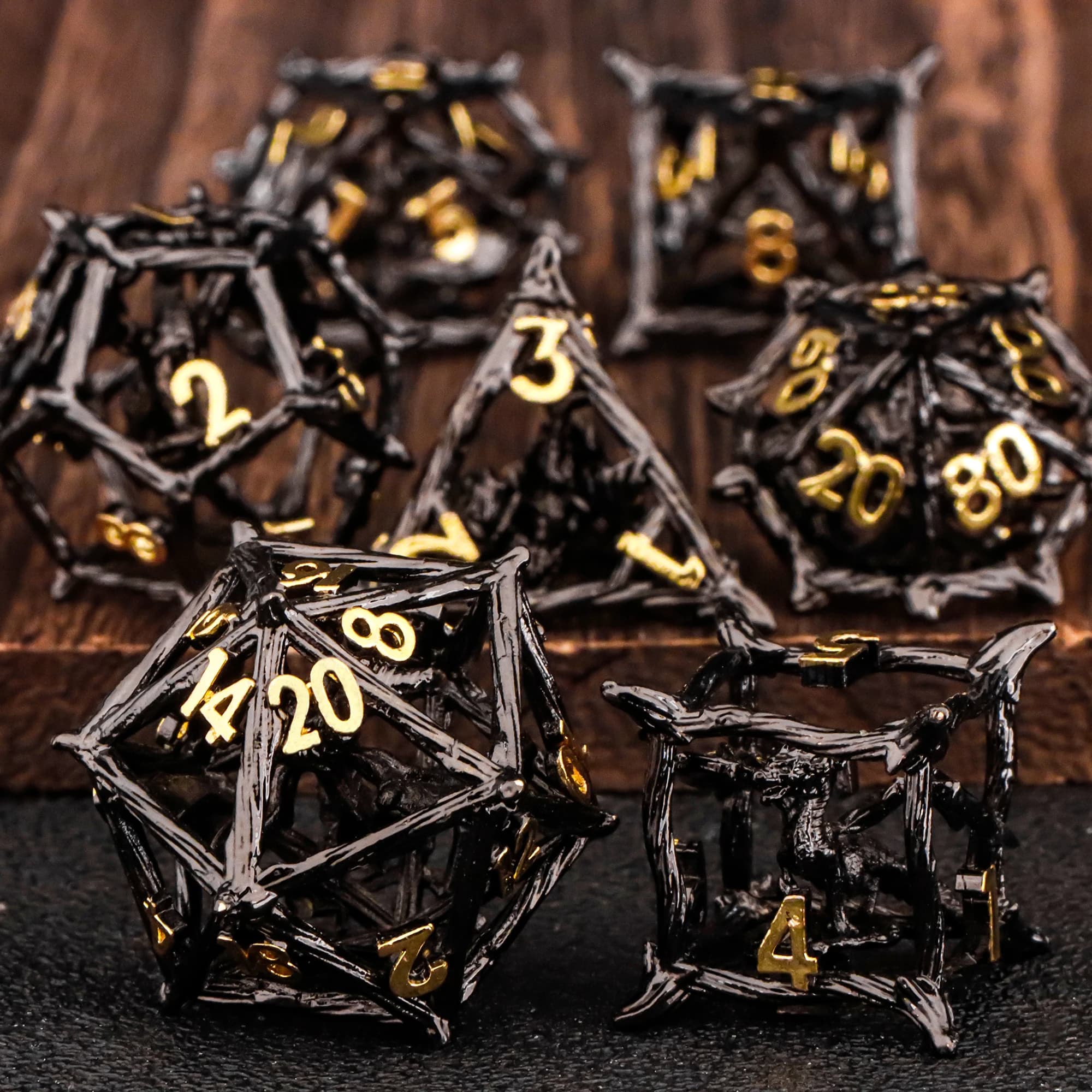 Dragon Metal Polyhedral Dice Set - for Dungeons & Dragons (D&D), Complete RPG Dice, Ideal for Role Playing, Halloween Gift