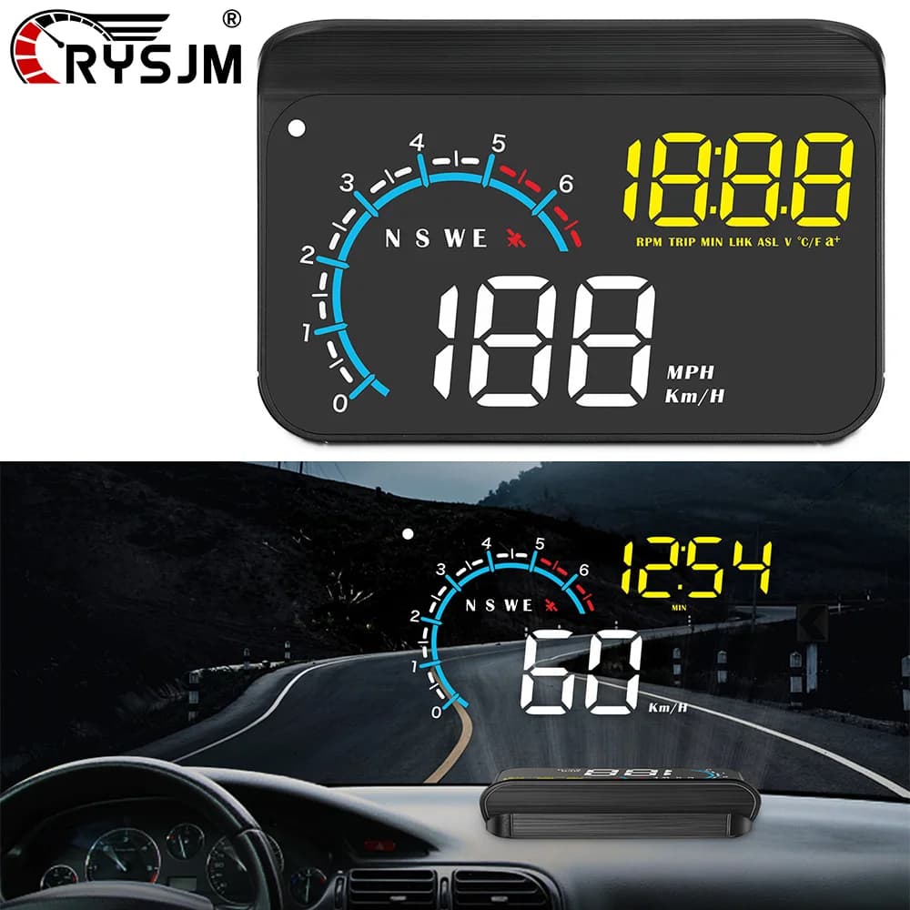 M12 HUD GPS+OBD Head Up Display Proiettore per Parabrezza Accessori Elettronici per Auto Display OBD2 Velocità e Tensione con Allarme di Eccesso di Velocità