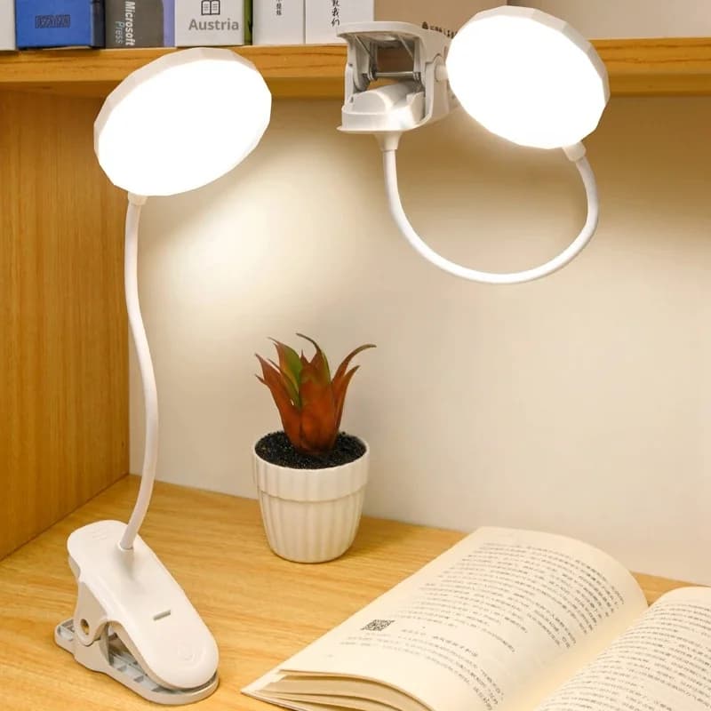 Lampada da tavolo a LED Luce notturna USB con morsetto pieghevole Supporto da studio Lampada da lettura Touch 3 modalità Luce di protezione degli occhi con attenuazione
