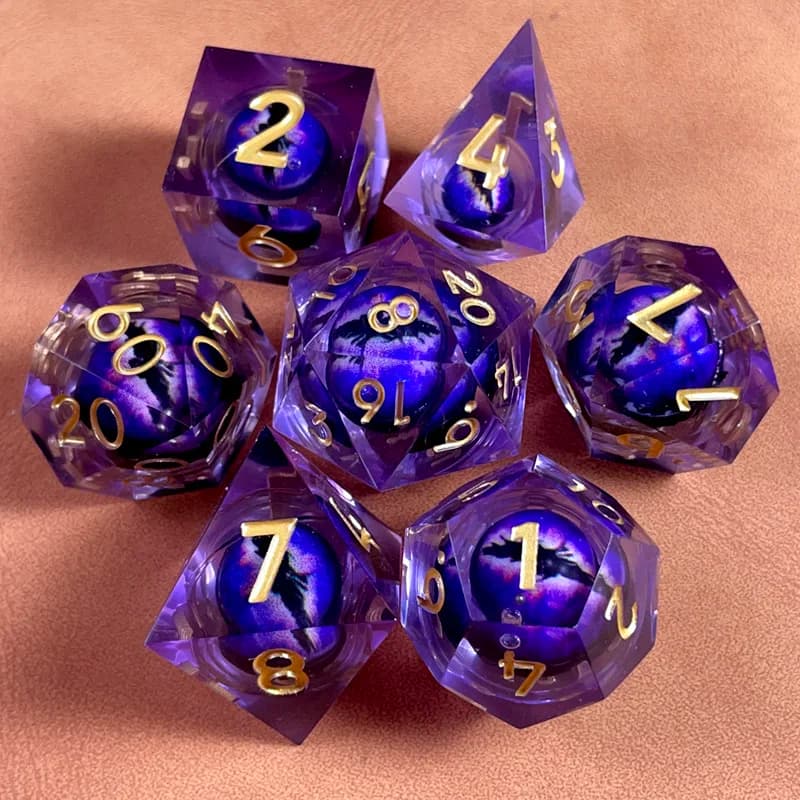 7PCS Cristallo Poliedrico Nucleo Liquido Dragon Eye DND Set di Dadi per Dungeon e Dragon Pathfinder RPG Giochi di Ruolo Giocattolo Regalo