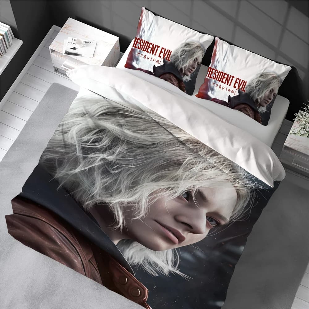 R-Resident Evil Requiem Duvet Cover Set Soft Wash Bed 3 Piece Summer Comfortable Student Dormitory Home Baby Bedding Best seller