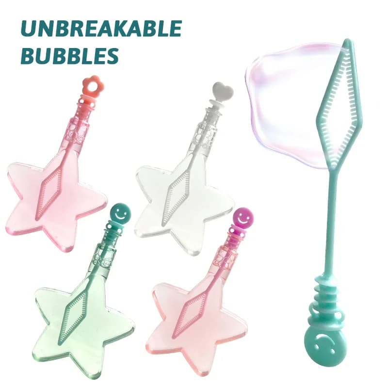 Giocattolo a bolle di stelle a cinque punte, bastoncino di bolle portatile, giocattolo a bolle d'aria per esterni, giocattolo per bambini, regalo di compleanno per le vacanze con acqua di bolle