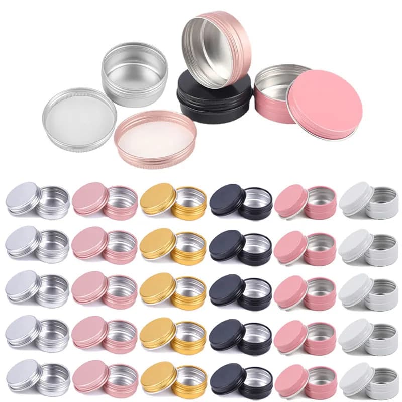 10 Pz 5g 10g 15g 20g 30g 50g 60g Lattine Rotonde In Metallo Lattine Vuote In Alluminio Coperchio A Vite Contenitore Per Salve Spezie Candele Crema Balsamo per le labbra