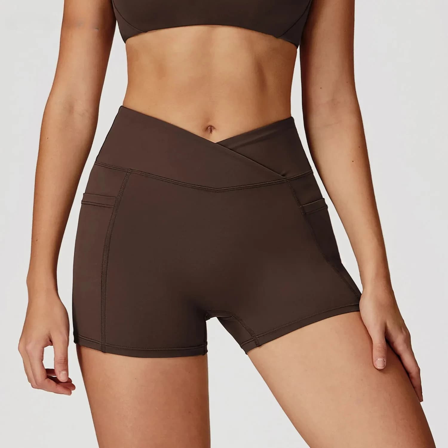 Pantaloncini da Yoga e Ciclismo a Vita Alta da Donna, Leggings Sportivi con Tasche per Fitness e Palestra, Effetto Seconda Pelle, per Pilates