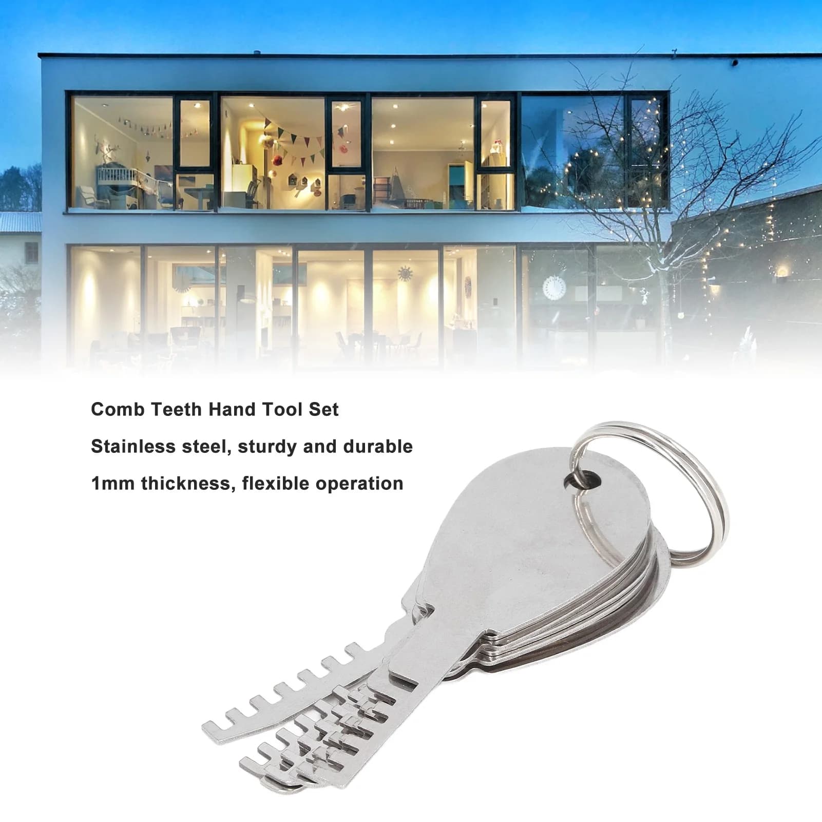 Manual tooth comb, stainless steel comb, 1 rope, unique flexible forms for fireworks