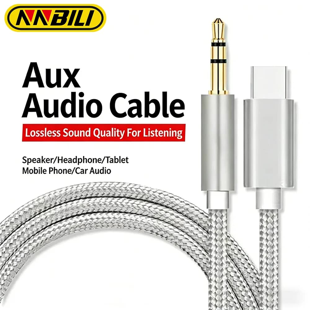 Cavo Audio Aux NNBILI da Tipo C a 3,5mm, Adattatore Jack per Cuffie e Altoparlanti, Aux per Auto, Compatibile con Samsung S25 Note 20 S26 Ultra Tab S7