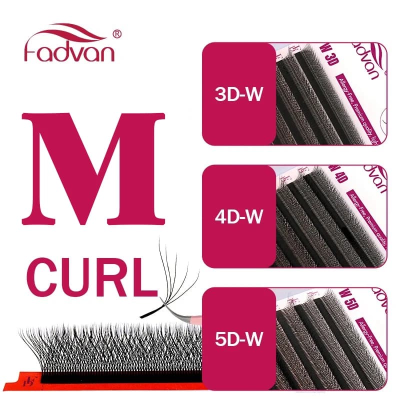 FADVAN M/L/L+/C/D Curl 3D/4D/5D W Shape Eyelash Extensions Waterproof Curling Natural Volume Soft Eyelash Black